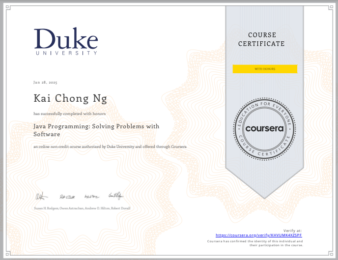 Duke University Certification